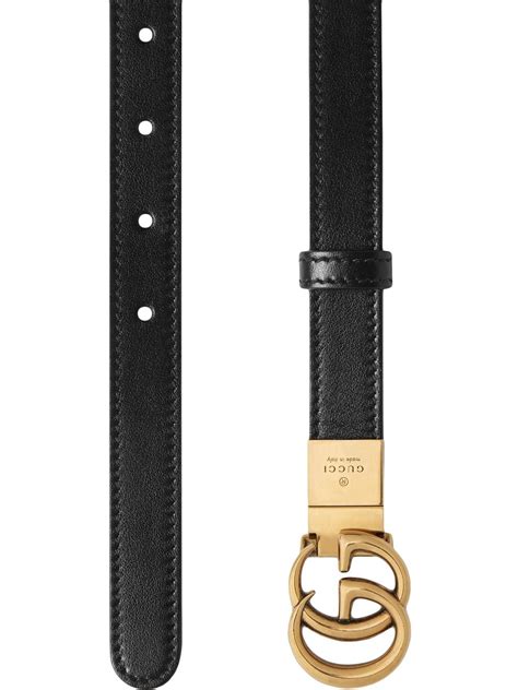 GG Marmont thin belt in Black Leather .